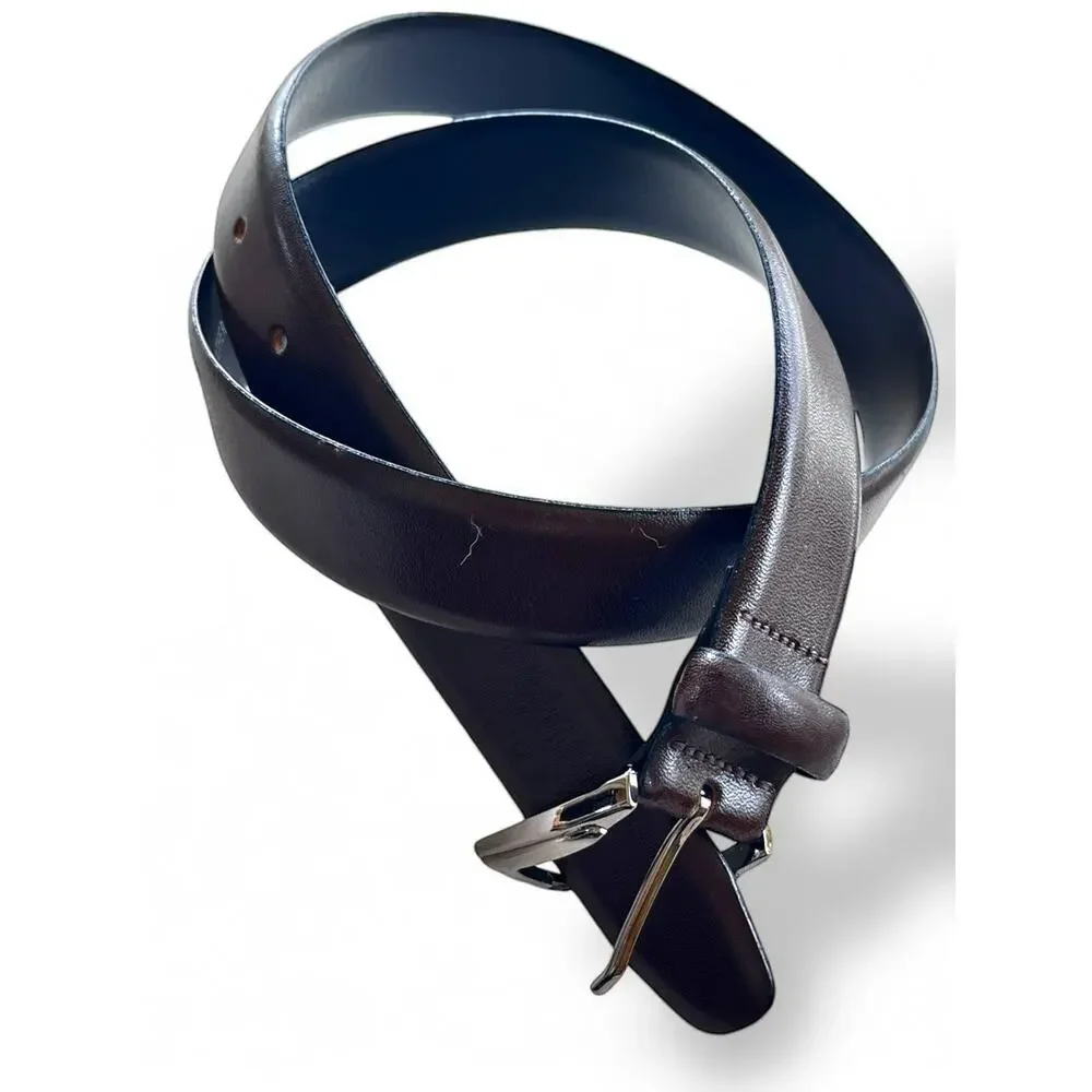 Paul Laurence Dark Brown Men's Italian Leather Belt Size 32 Made In Italy